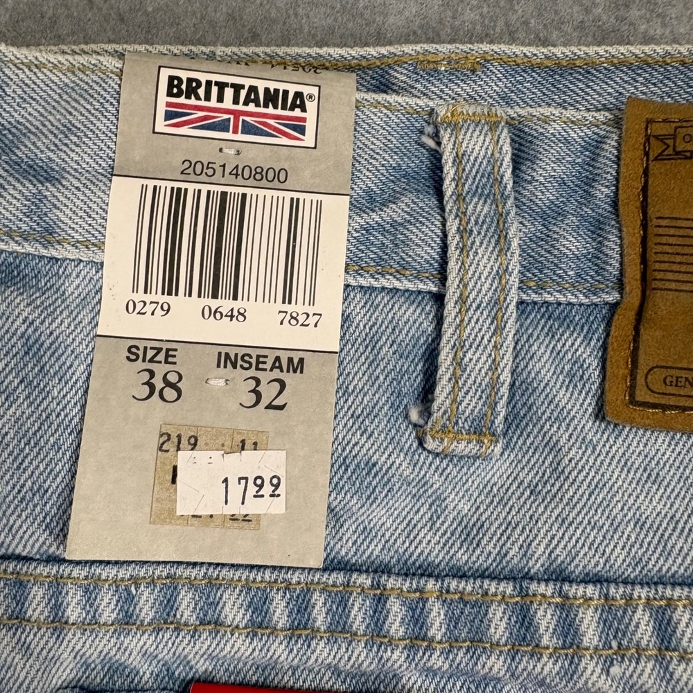 Vtg Brittania Relaxed Fit Jeans Mens 38x32 Light Wash Denim 90s Skater Retro NWT - Picture 6 of 14